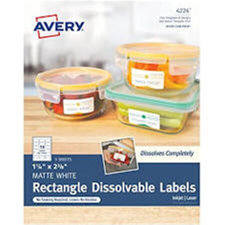 Avery Dennison 1.25 x 2.37 in. White Dissolvable Labels, White, 90PK 7278204224